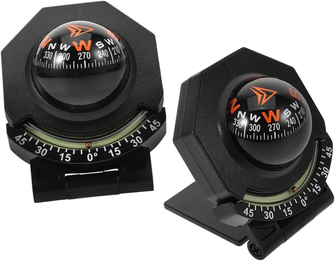 2pcs Auto Compass with Inclinometer Car Dashboard Compass Ball High-Accuracy Directional Tool for Automotive and Marine Use