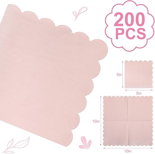 Miniatura 22 de Fuutreo 200 servilletas de cóctel de 2 capas con bordes festoneados plegadas de 5 x 5 pulgadas, desechables para cenas, bodas, fiestas de Verde