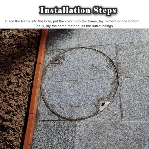 Coperchio per pozzetto di ispezione a Incasso - Coperchio per pozzetto di Raccolta acque reflue da 500 mm di Diametro per Prato, Parco Giochi, marciapiede, Giardino - Design Resistente, impe