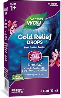 Nature's Way Umcka Cold Relief Drops, Feel Better Faster, Multi-Symptom Cold Relief, Homeopathic, Shortens Sore Throat, Cough and Congestion, Non-Drowsy, 1 Fl Oz (Packaging May Vary)