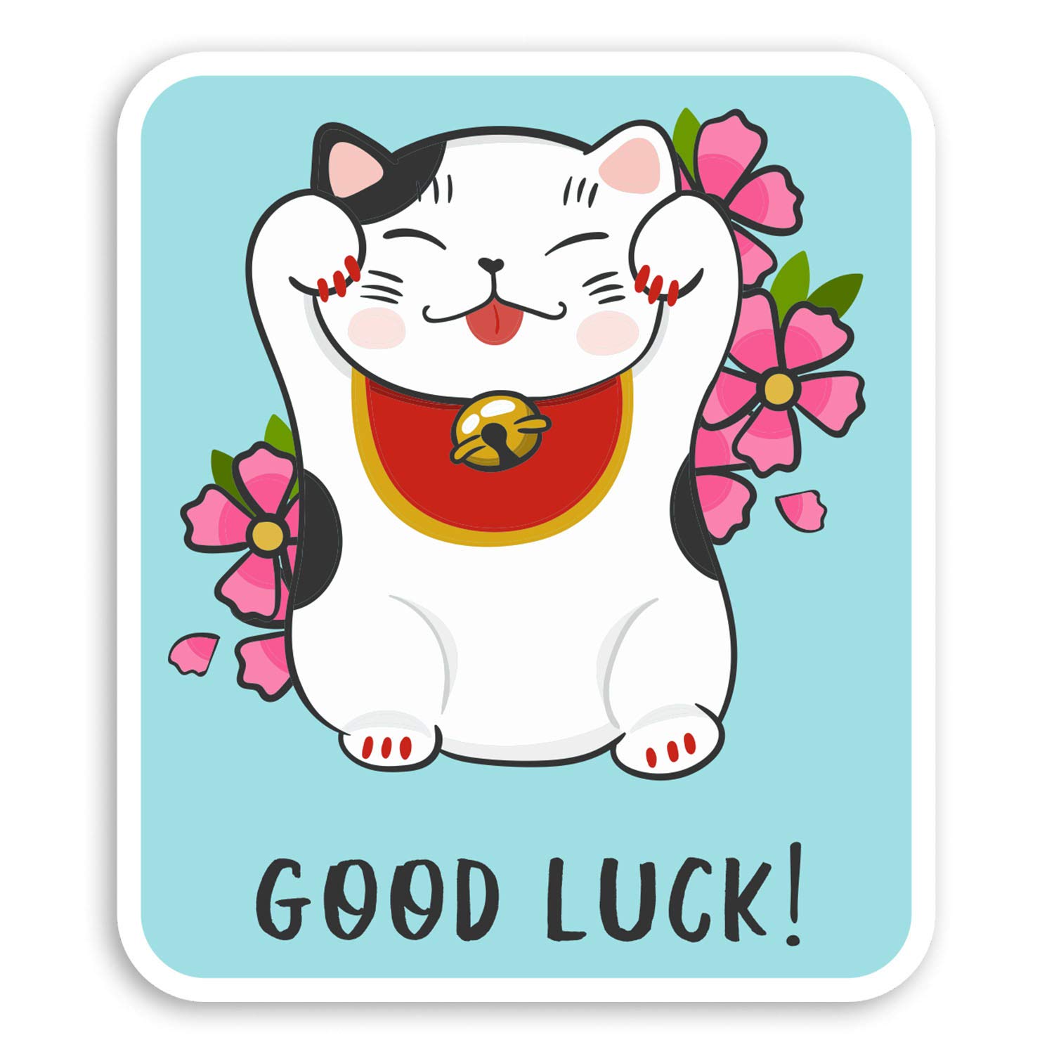Destination Vinyl Ltd Multi 2 X 10Cm Good Luck Cat Vinyl Stickers - Lucky Japan Fun Laptop Sticker #20823 (10Cm Tall)