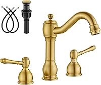 Vista 12 de gotonovo Grifos de baño de 8 pulgadas de extensión amplia para lavabo de 3 orificios, 2 manijas de palanca, montaje en cubierta con desagüe