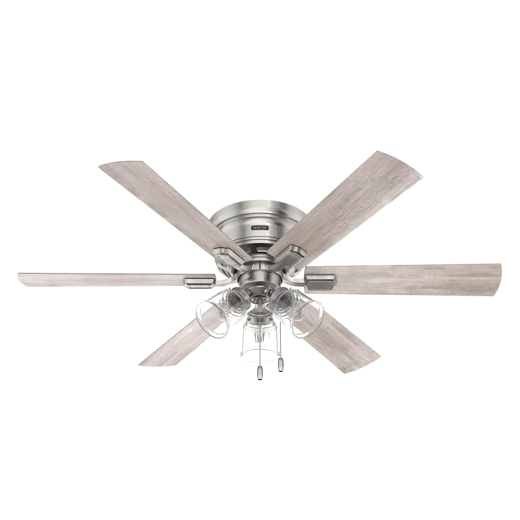Hunter Fan 52 Inch Low Profile Brushed Nickel Finish Indoor Ceiling Fan with LED Light Kit and Pull Chain (Renewed)