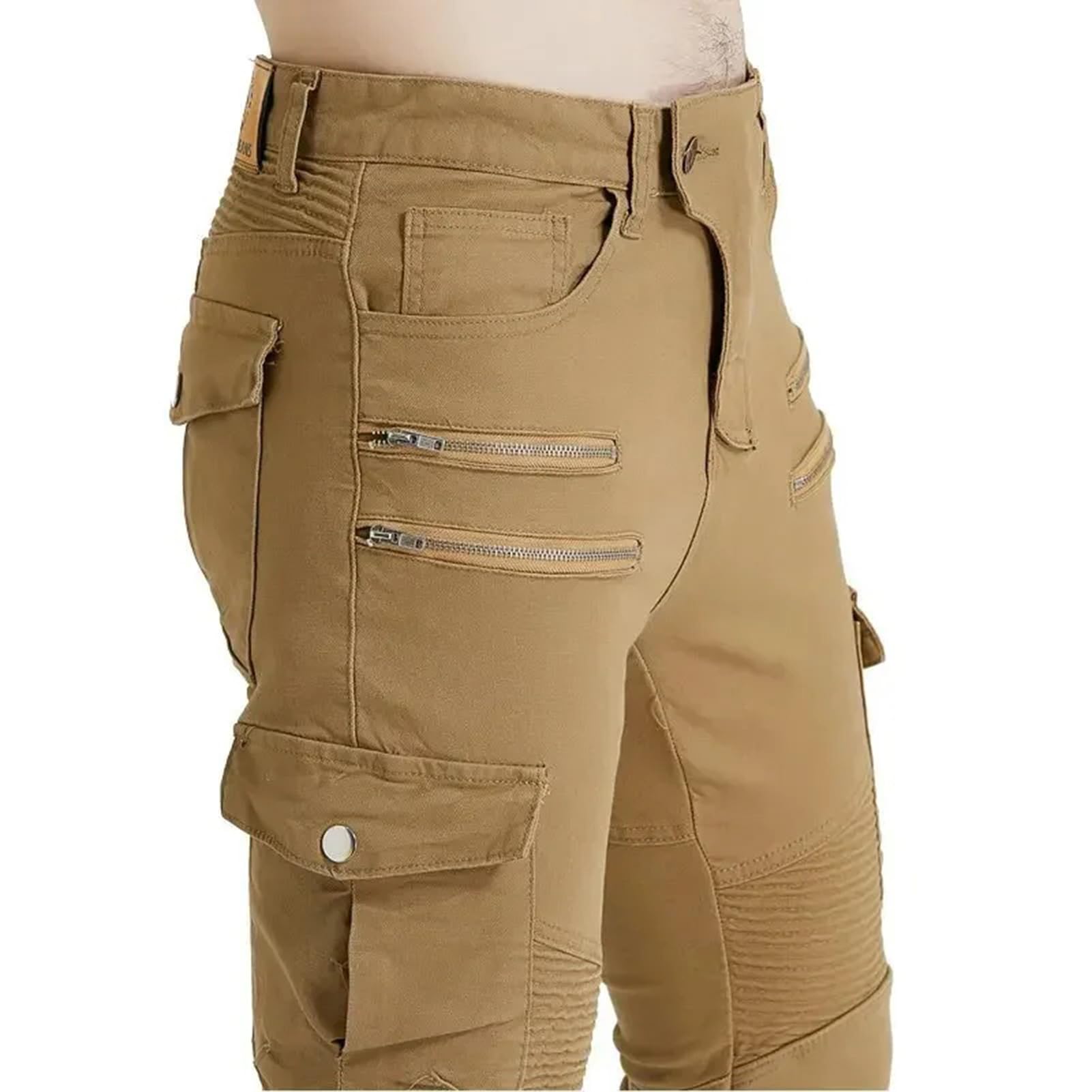 Uomo Moto Pantaloni Jeans Pantaloni Protettivi da Uomo con 2 Paia Di Protezioni per Fianchi e Ginocchia, Jeans da Motociclista Slim Fit