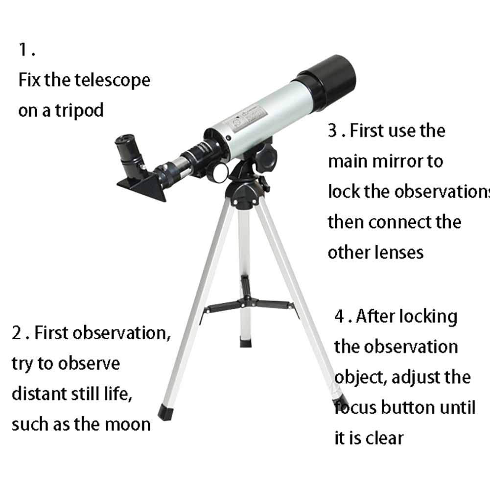 Telescopio astronomico rifrattore Spaziale con treppiede Regolabile, Giocattoli educativi, telescopi monoculari, telescopio Spaziale monoculare da Esterno per Adulti o Bambini Professionisti