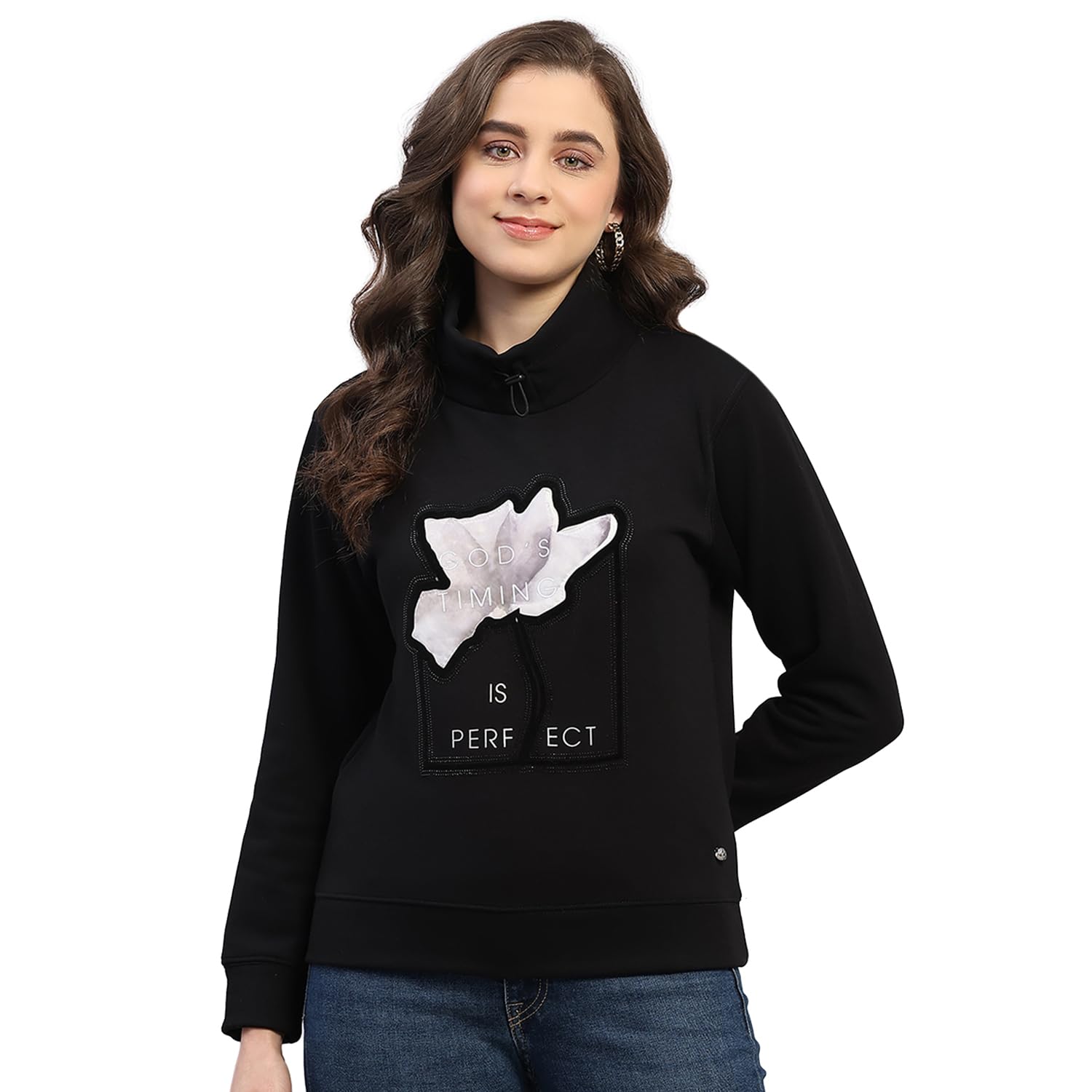 monte carlo Womens Regular Fit Printed High Neck Pull On Full Sleeve Winter Sweatshirt Warm Pullover for Ladies | Comfortable Casual Winter Wear for Women's (Pack of 1)-picture-10
