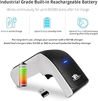 Vista 4 de ScanAvenger Escáner de Código de Barras Bluetooth Inalámbrico Portátil 1D&2D: Escáner de Mano 3-en-1, Inalámbrico, Pistola de Escaneo Recargable