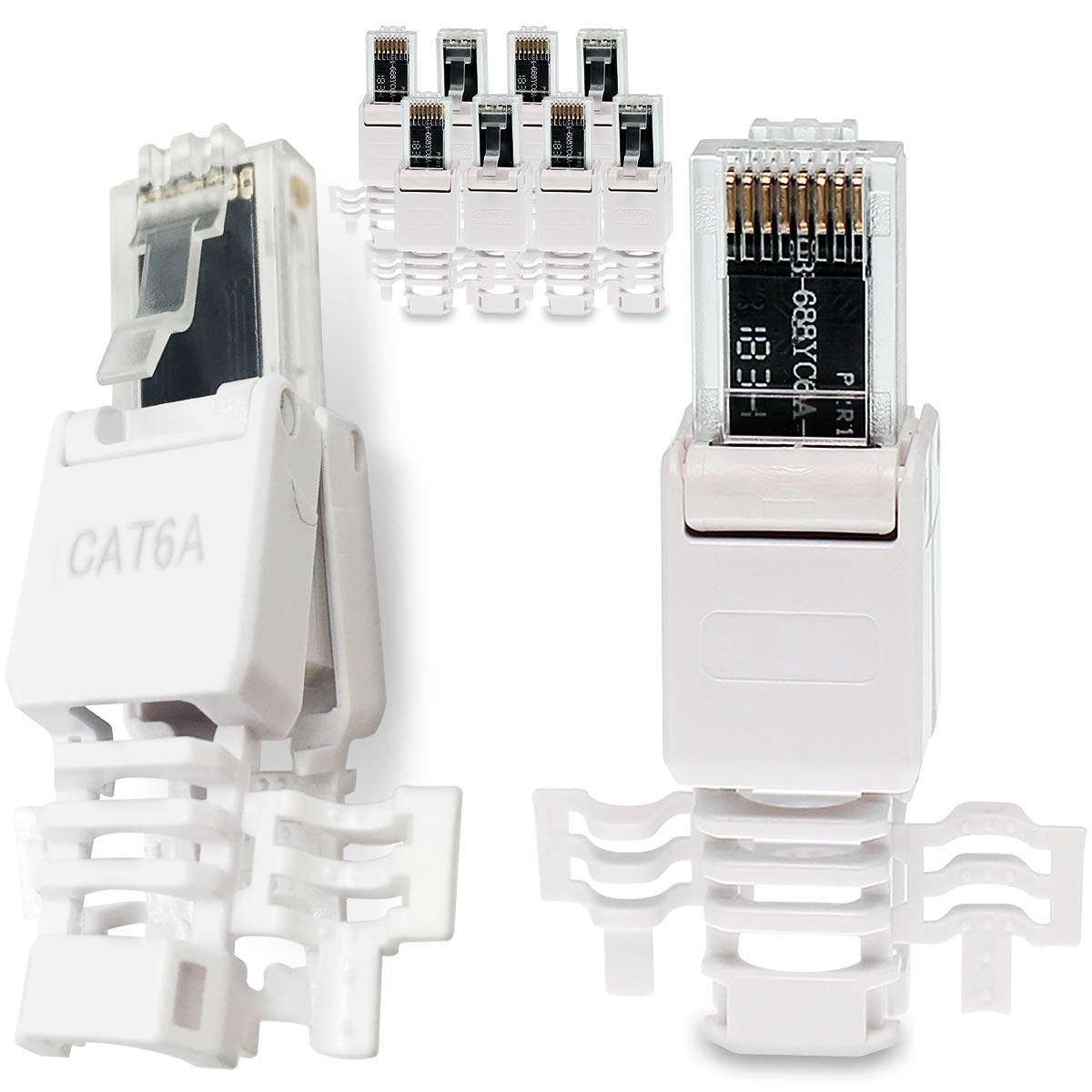 NAmobile 10x CAT 6A RJ45 Network Connector Toolless CAT7 CAT6 CAT5 CAT5e LAN Cable Network Connector Tool Crimp Connector for Patch Cable Network Cable Installation Cable