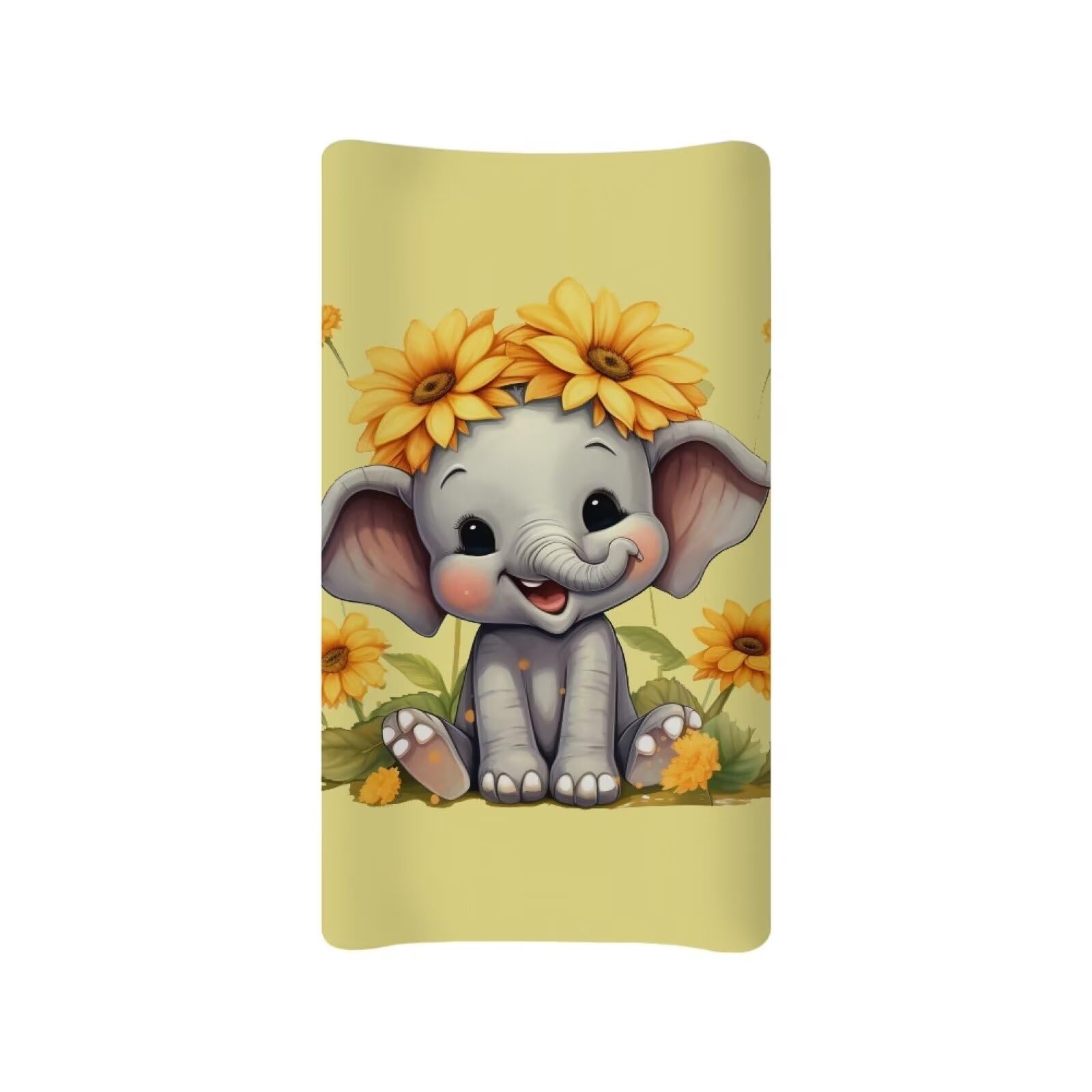 BYCHECAR Elephant Sunflower Baby Changing Pad Covers Ultra Soft Breathable Diaper Change Table Pad Cover for Boys Girls Nursery Changing Table Sheets Cover