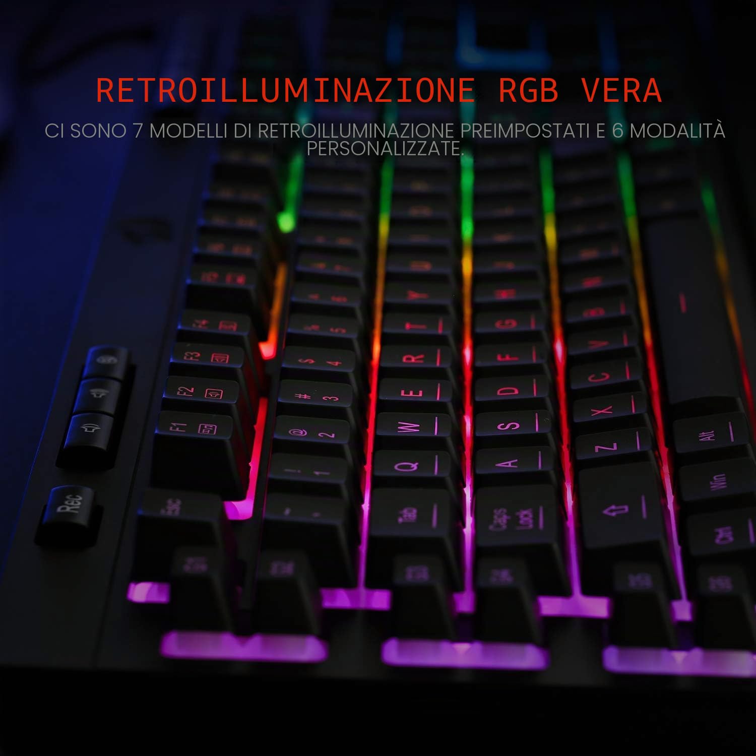 Redragon K512 Shiva Tastiera Membrana RGB Tasti Multimediali US | tastiera gioco membrana retroilluminata RGB tasti multimediali interruttore lineare poggiapolso staccabile US layout