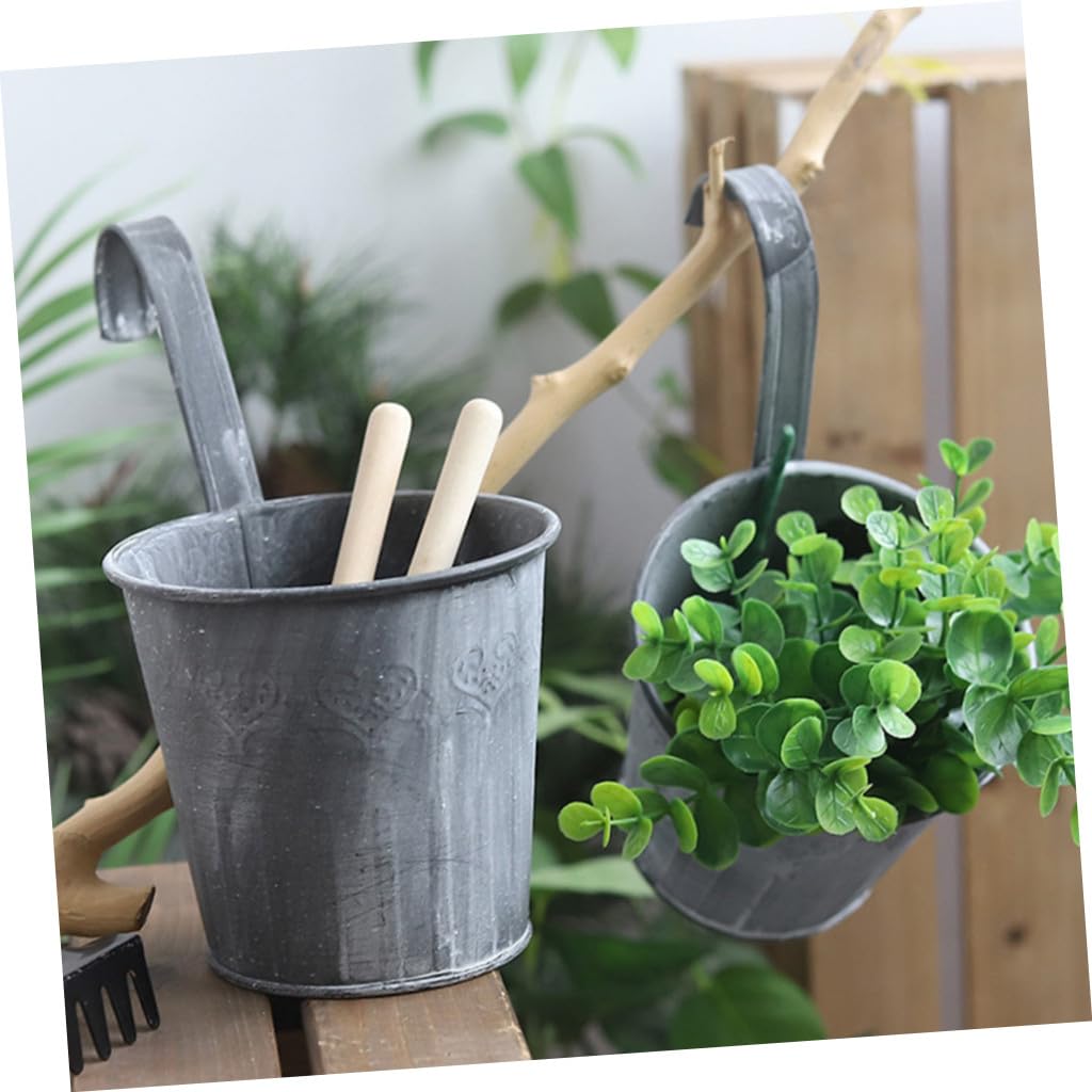5 Stück Vintage Eisenblumentöpfe zum Hängen Balkoneimer im Landhausstil für Seiden und Trockenblumen für Außenwände und Gartenlauben