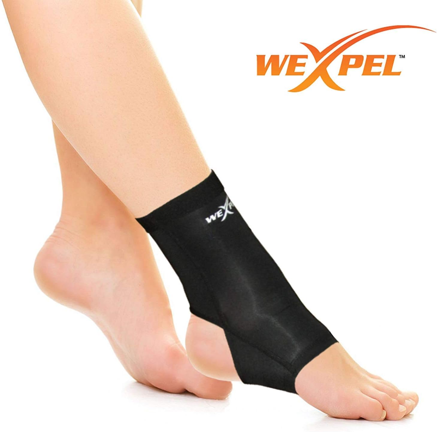 Wexpel™ Copper Infused Ankle Compression Sleeve – Relieve and Heal Sprained Ankles, Stiff, Strained, Sore and Aching Joints in Your Foot - Medium