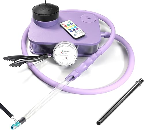 Conjunto de cachimba portátil con base texturizada moderna, 2 tipos de mangos+soporte de cigarrillo de viaje+luz LED remota+accesorios Narguile