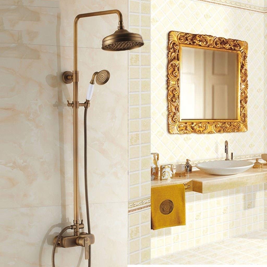 Système de douche vintage laiton avec pommeau effet pluie