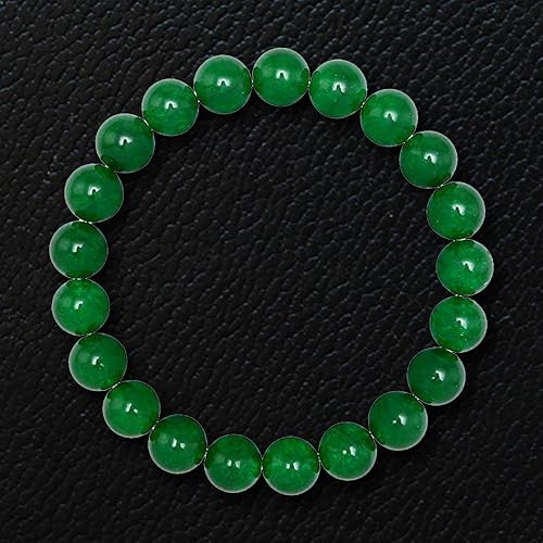 Vista 3 de 10mm Green Jade Beaded Bracelet for Men - Energy and Clarity - High Quality Adjustable Stretch Green Gemstone Beads Mens Bracelet - Made in USA
