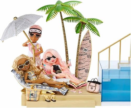 Miniatura 5 de Rainbow High Juego de cambio de color: 7 en 1 piscina cambiadora multicolor iluminada, paraguas ajustable y accesorios de piscina. Se adapta a 7