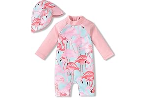Aalizzwell Babes in the Sun Long Sleeve Bathing Suit with Hat for Baby Girls