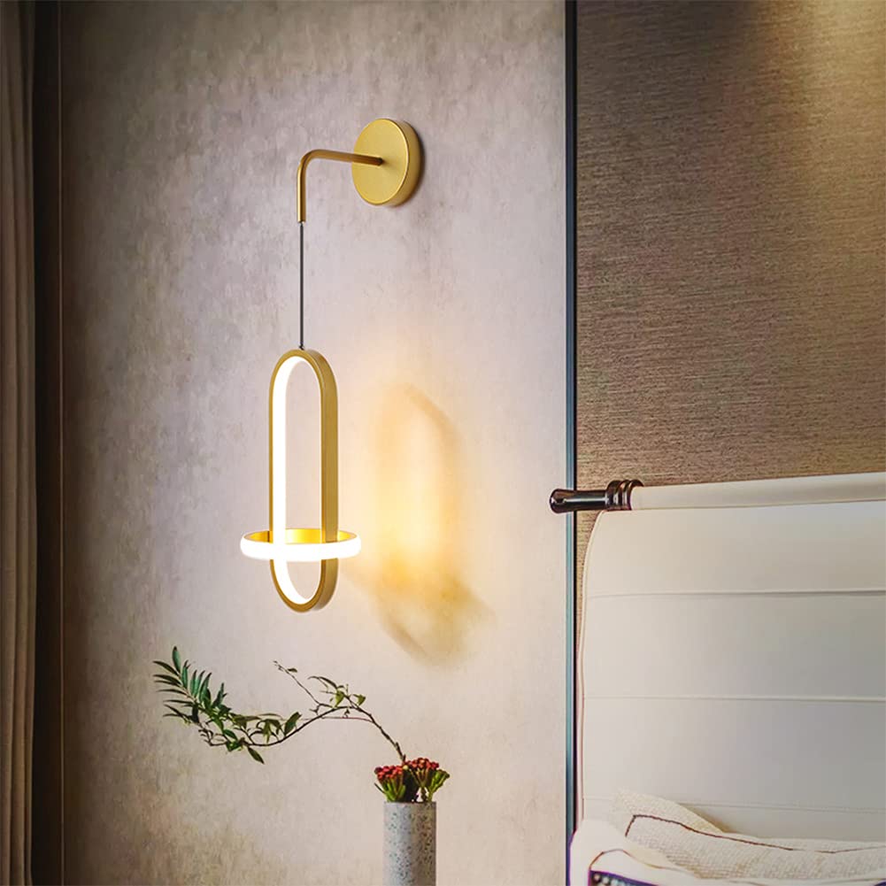 Lampada da Parete for Interni 21W Rotonda Nera in Alluminio 3000K Bianco Caldo Decorativa Moderna, for Soggiorno Camera Letto Corridoio Scale(B)
