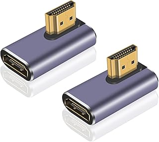 HDMI 90 Degree Adapter 8k, Right Angle HDMI 2.1 Adapter, 48Gbps HDMI Male to Female Adapter Extender Connector Supports 8K@60Hz, 4K@120Hz, 3D HDR for Laptop,DVD,TV, Monitors,PS5 (2Pack)