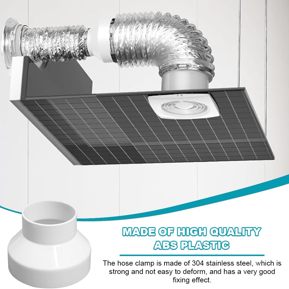 Round Ducting Reducer 150mm to 100mm, 6 to 4 inch Duct Pipe Reduction Connector mit Stainless Hose Clips(91-114mm,141-165mm) - Image 3
