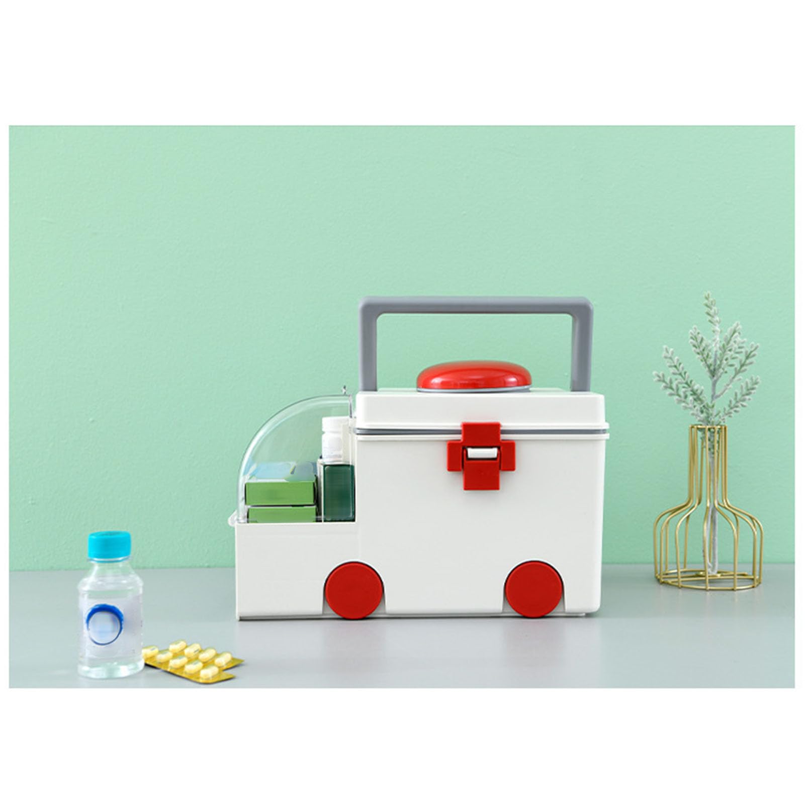 Scatola Medica Grande Capacità Portatile per Casa Kit Pronto Soccorso Ambulanza Stile Contenitore Organizzatore Farmaci Scatola Medica