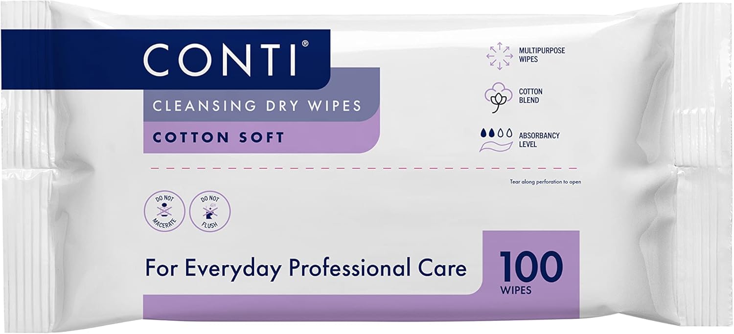 Conti So Soft Large Patient Cleansing Dry Wipes (3 Packs of 100 Dry
