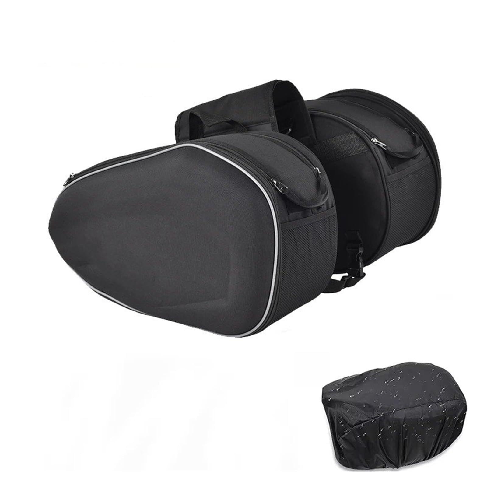 Bolsas Viaje para Casco Lateral Motocicleta + Cubierta para Lluvia Un Par Impermeables para Sillín Bolsa Moto(Oxford Cloth)