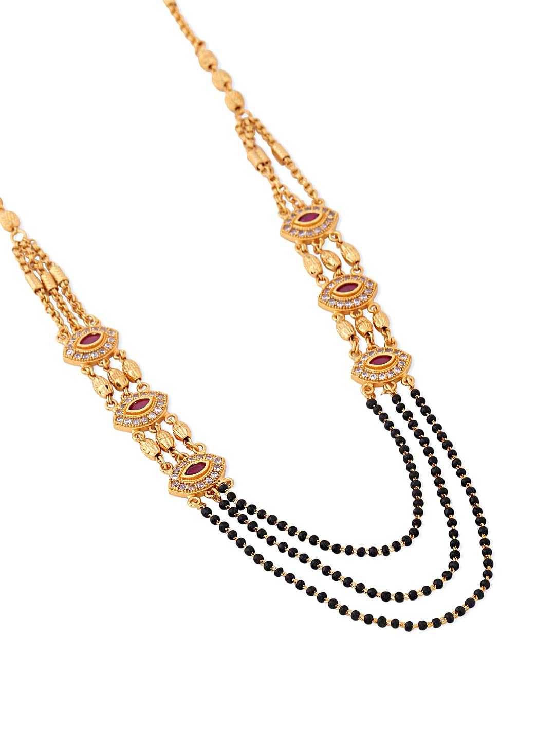 Mangal Sutra with Toned Red Crystal Studded Eye Beads
