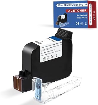 Original 42ml Black Quick Dry Solvent Ink Cartridge Replacement for 0.5inch/12.7mm Handheld Inkjet Printer Coding MachineBlack