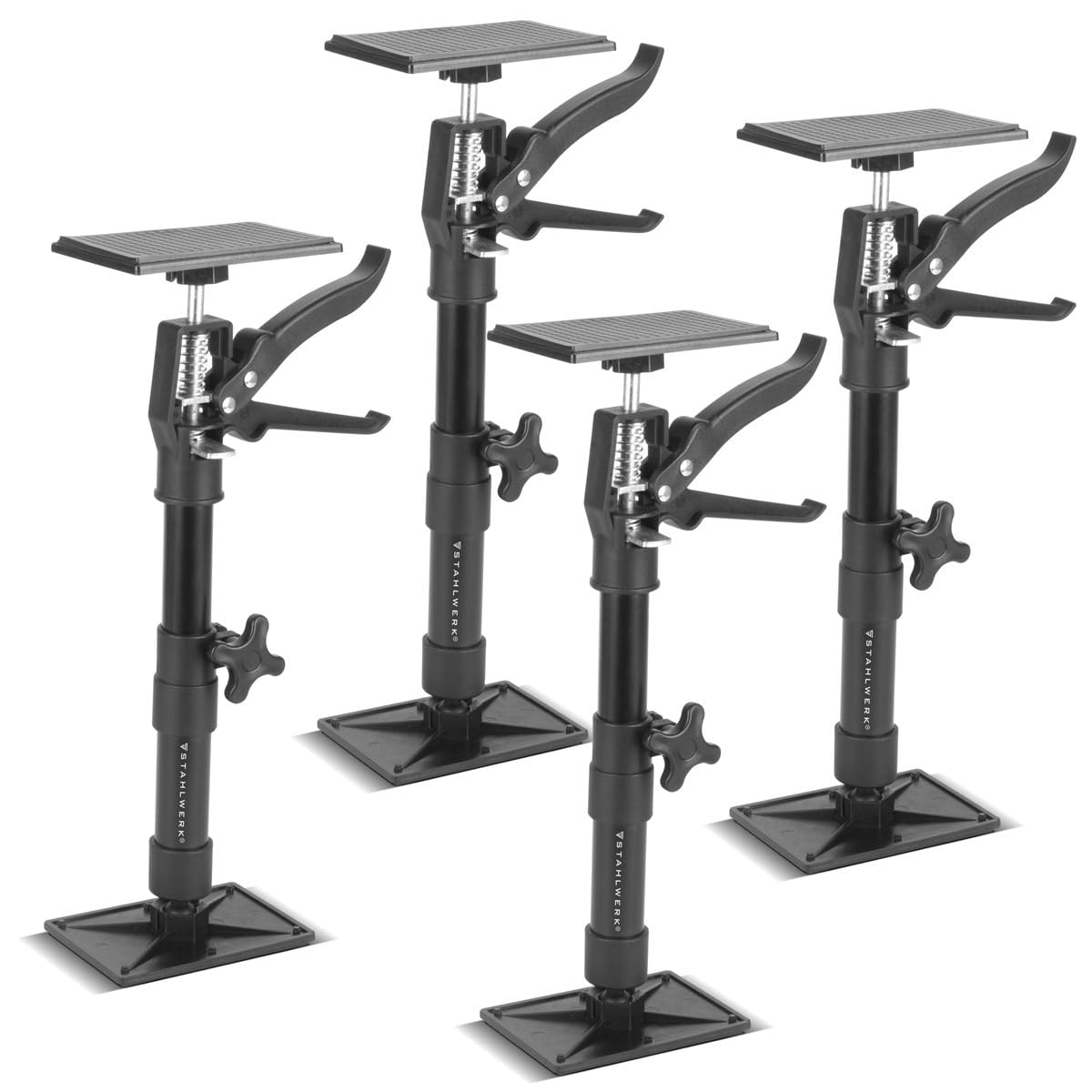 STAHLWERK Teleskop-Stützstange 4er Set 30-59 cm mit 43 kg Tragkraft Montagestütze | Baustütze | Teleskopstütze | Türspanner | Deckenstütze | Spannstütze | Einhandstütze | Schnellspannstütze