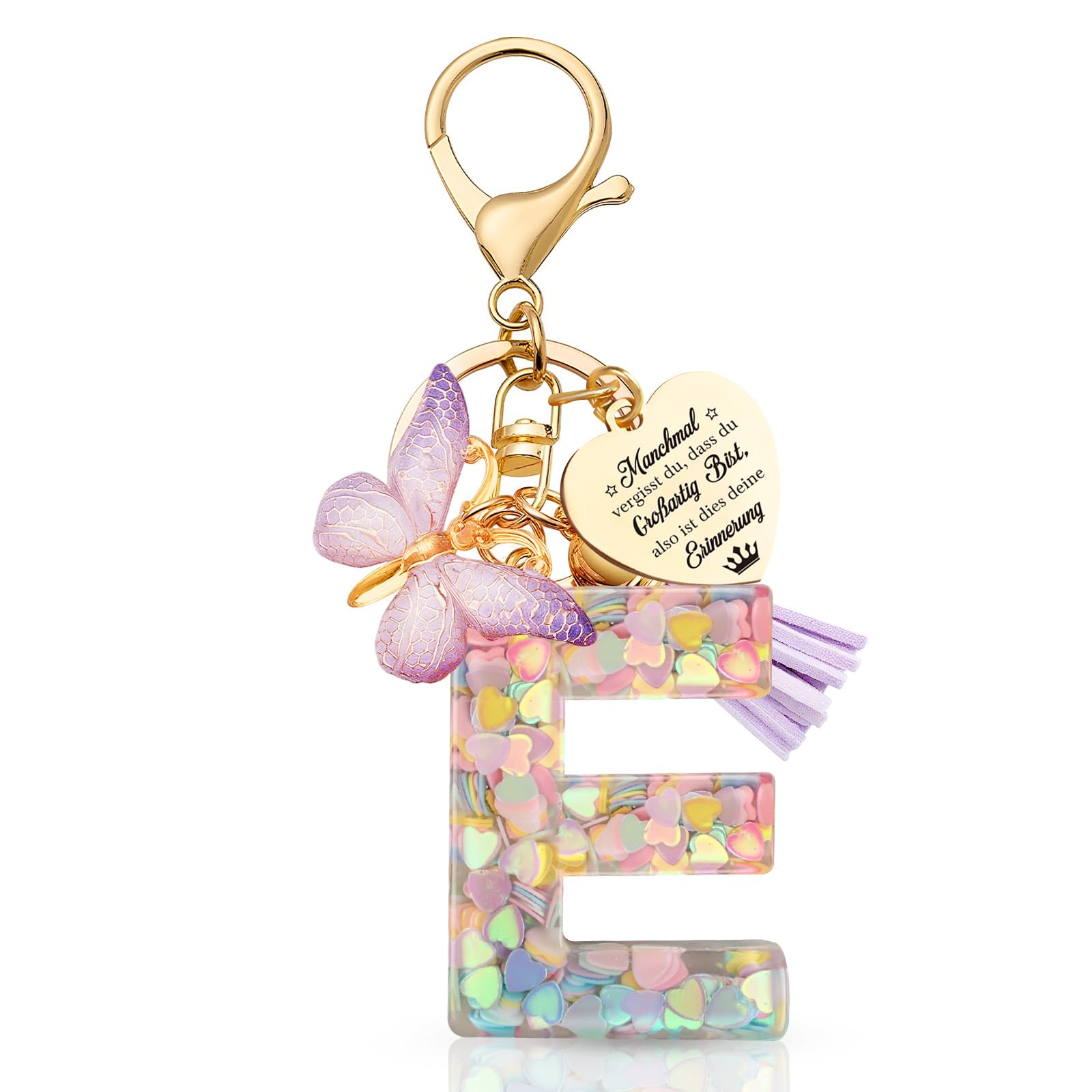 Anruzon Schlüsselanhänger Mädchen - Buchstabe Schlüssel - Anhänger Schmetterling Schlüsselanhänger - Weihnachten - Einschulung Geschenk - Keychain Geschenk für Kinder, Mädchen, Frauen
