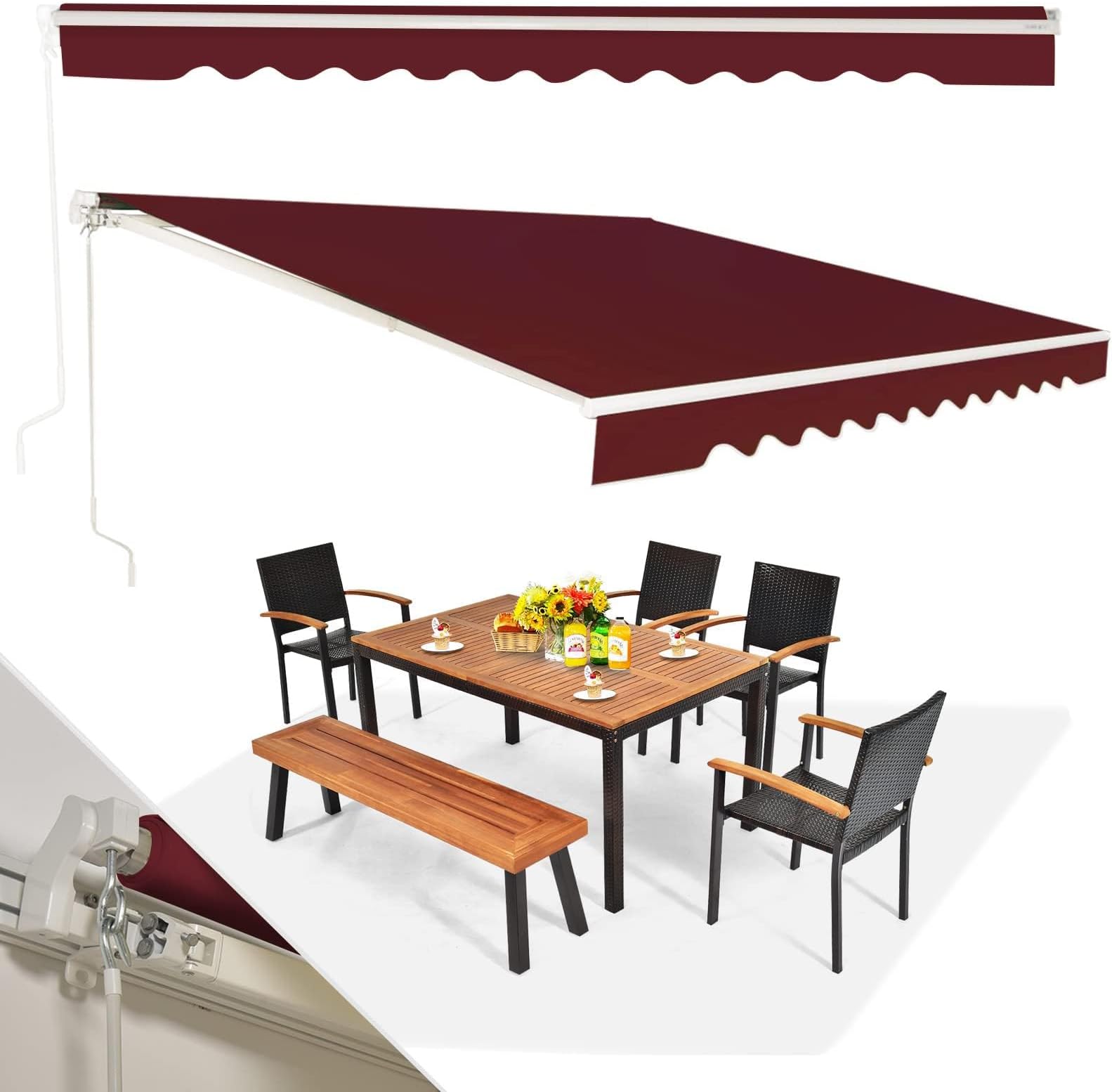 Copertura Impermeabile Per Tenda Da Sole Zoegneer - Protezione Per Giardino, Patio E Esterni (3,5 Metri, Colore Grigio)