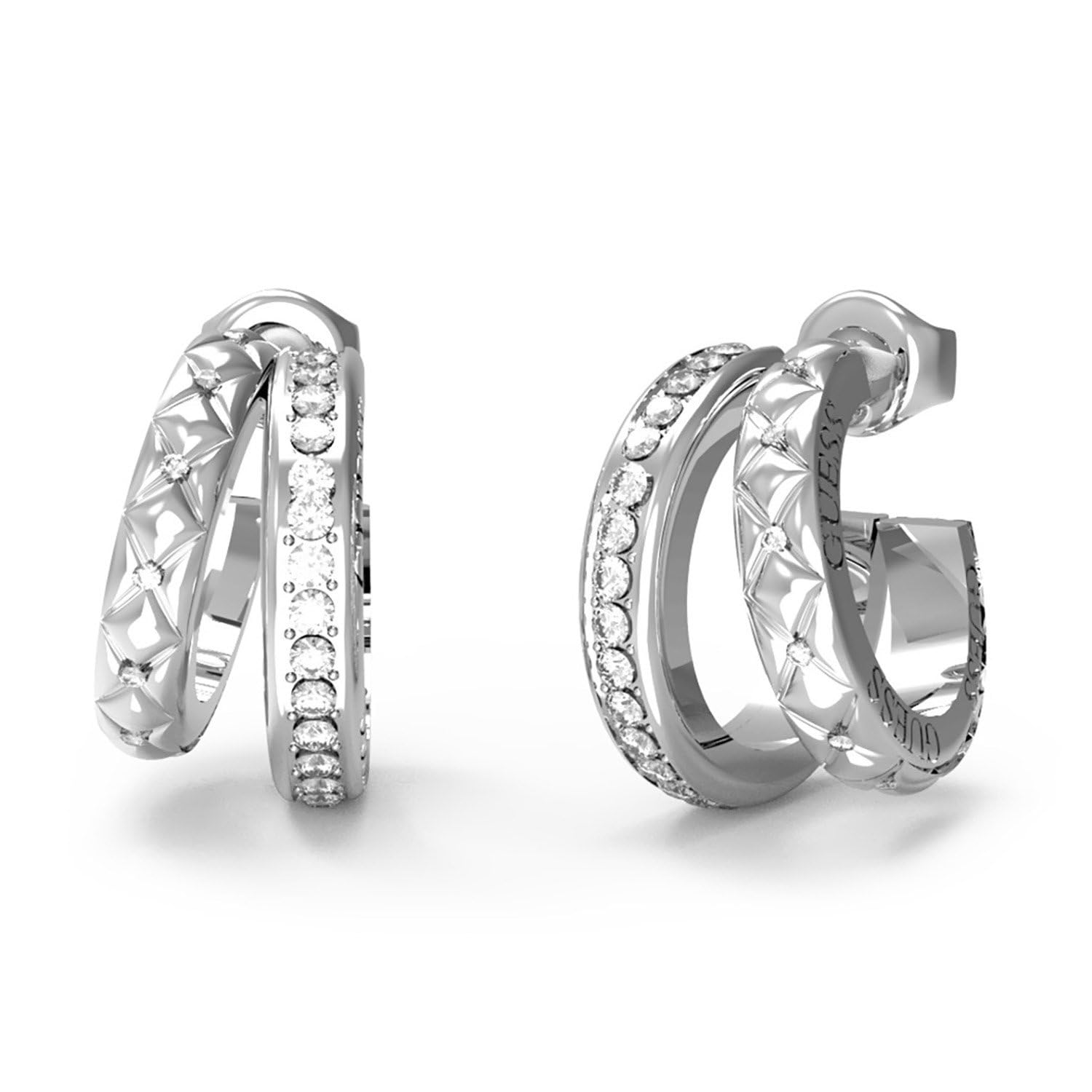 Boucle d'oreille Guess acier bijou tendance argenté résistant à l'eau