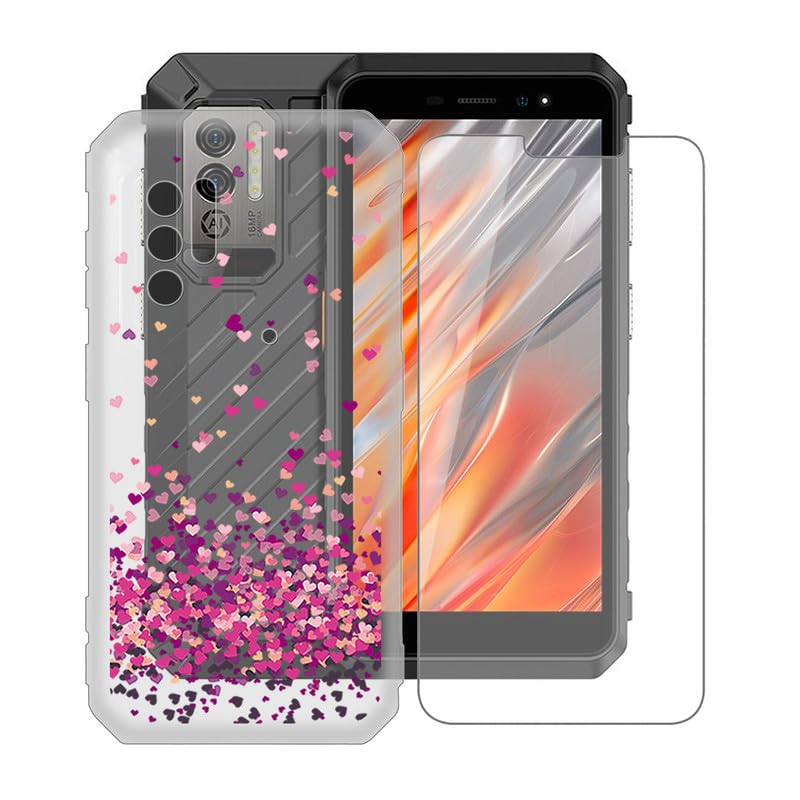 LCEHTOGYE Cover per Ulefone Power Armor X11 + Pellicola Protettiva in Vetro Temperato,Traslucido Custodie Morbido Silicone Case Ultra Sottile TPU Custodia per Ulefone Power Armor X11 (5,45