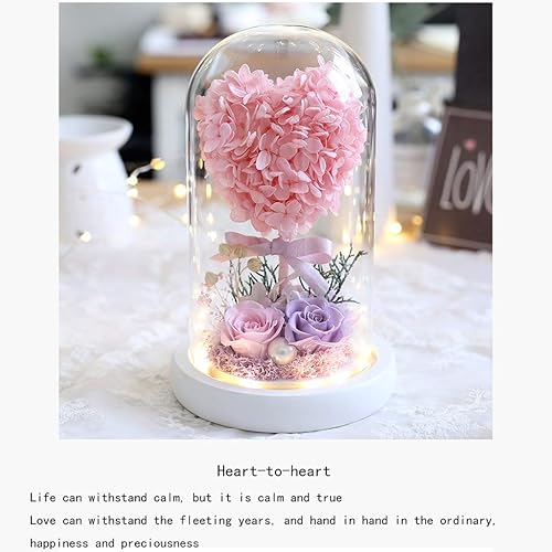 Miniatura 3 de BAUBUY Rosa preservada Hydrangea Love Tree Preserved Flower Gift Box Glass Dome Preserved Real Rose Wife Girlfriend Valentines Day Birthday for