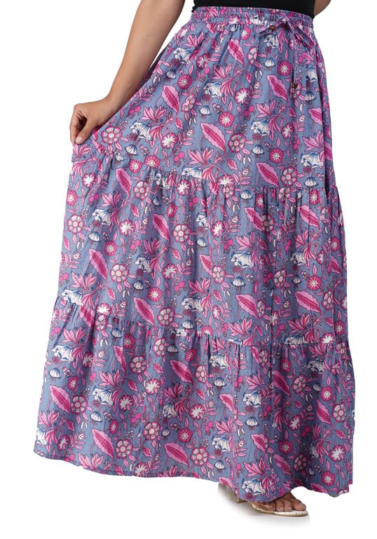 Image of Printed Cotton Women Wear Long Skirt Length 40 inch inch