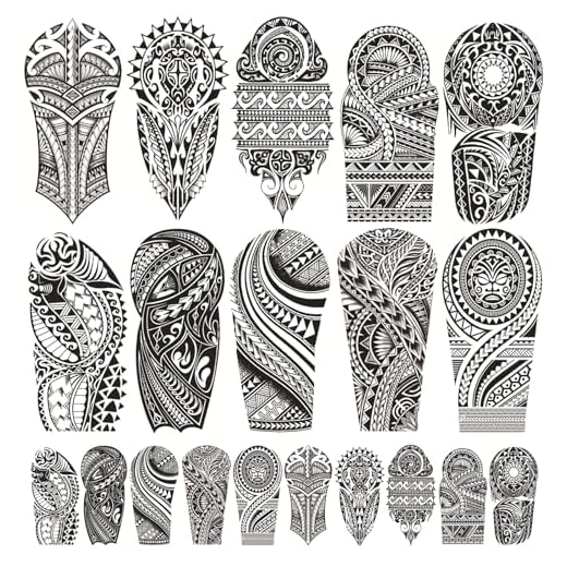 20 Feuilles 3D Noir Faux Tatouages Ephemere Tatouage d'Épaule Demi-Bras Imperméable Faux Tatouage Autocollant Body Tattoo Sticker Tatouages Temporaires Tribaux Maori Pour Homme Et Femme