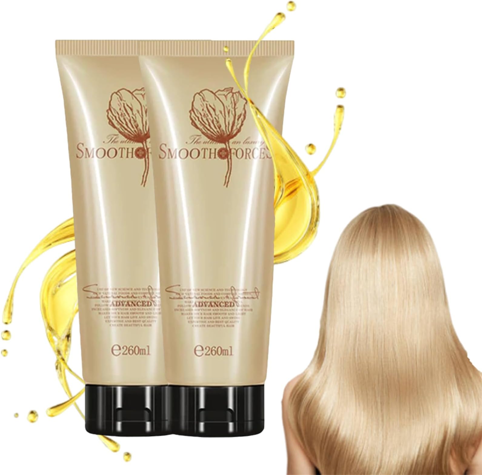 Magical Hair Mask Smooth Forces Conditioner for Hair Ends, Advanced Molecular Hair Root Care Conditioner 260ml Deep Conditioning Hair Mask for Dry Hair, Hydration, Soft & Shine (2PCS)