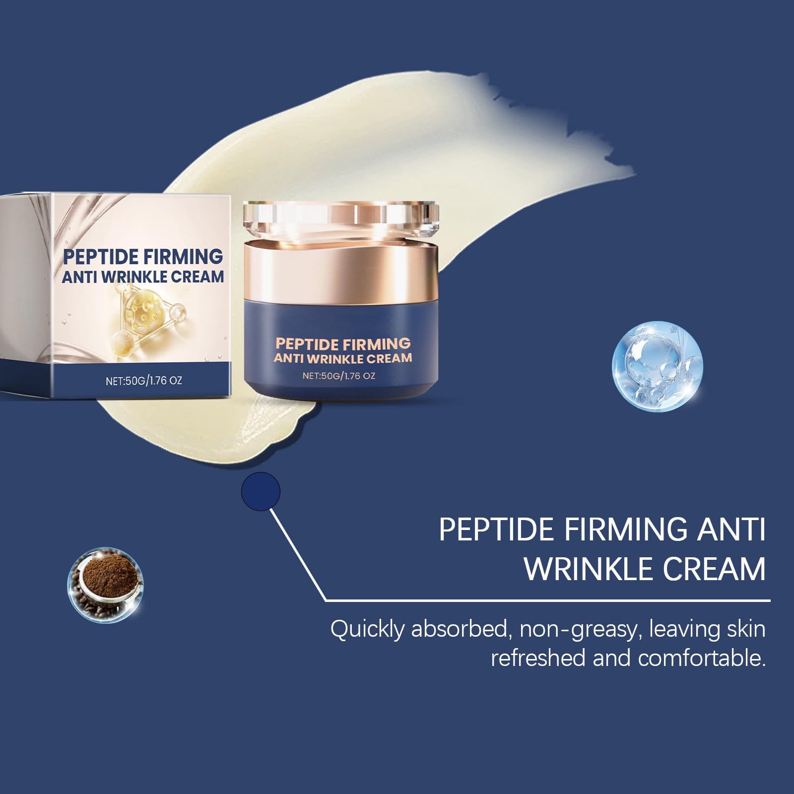 Qingling peptydowy krem ujędrniający, Qingling Anti-Aging krem do twarzy, ujędrniający krem nawilżający do twarzy, wygładza zmarszczki i drobne linie, przeciwstarzeniowy, ujędrniający, nawilżający. (3