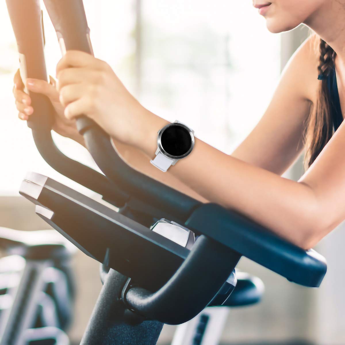 Vobafe Pasek 20 mm, kompatybilny z Garmin Vivoactive 3, miękki silikonowy pasek, zastępcza opaska do Garmin Vivoactive 3 Music / Venu / Vivomove 3 / Luxe / Style / HR / Forerunner 245 / 645 Music, biały