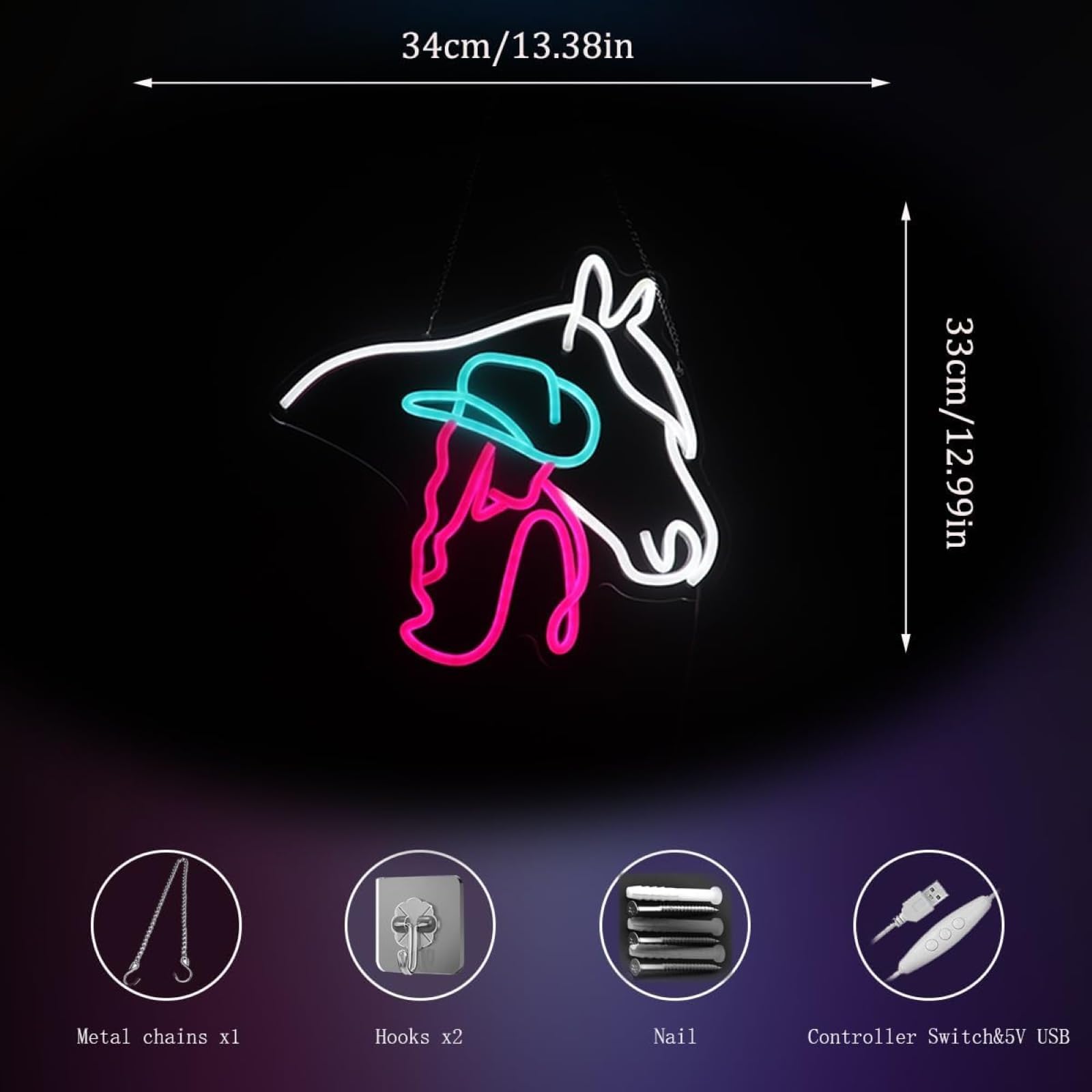 Cavallo LED neon segno dimmabile lampada decorativa per bar salotto barbieri festa di matrimonio sala da gioco Natale arte parete decorazione USB alimentato