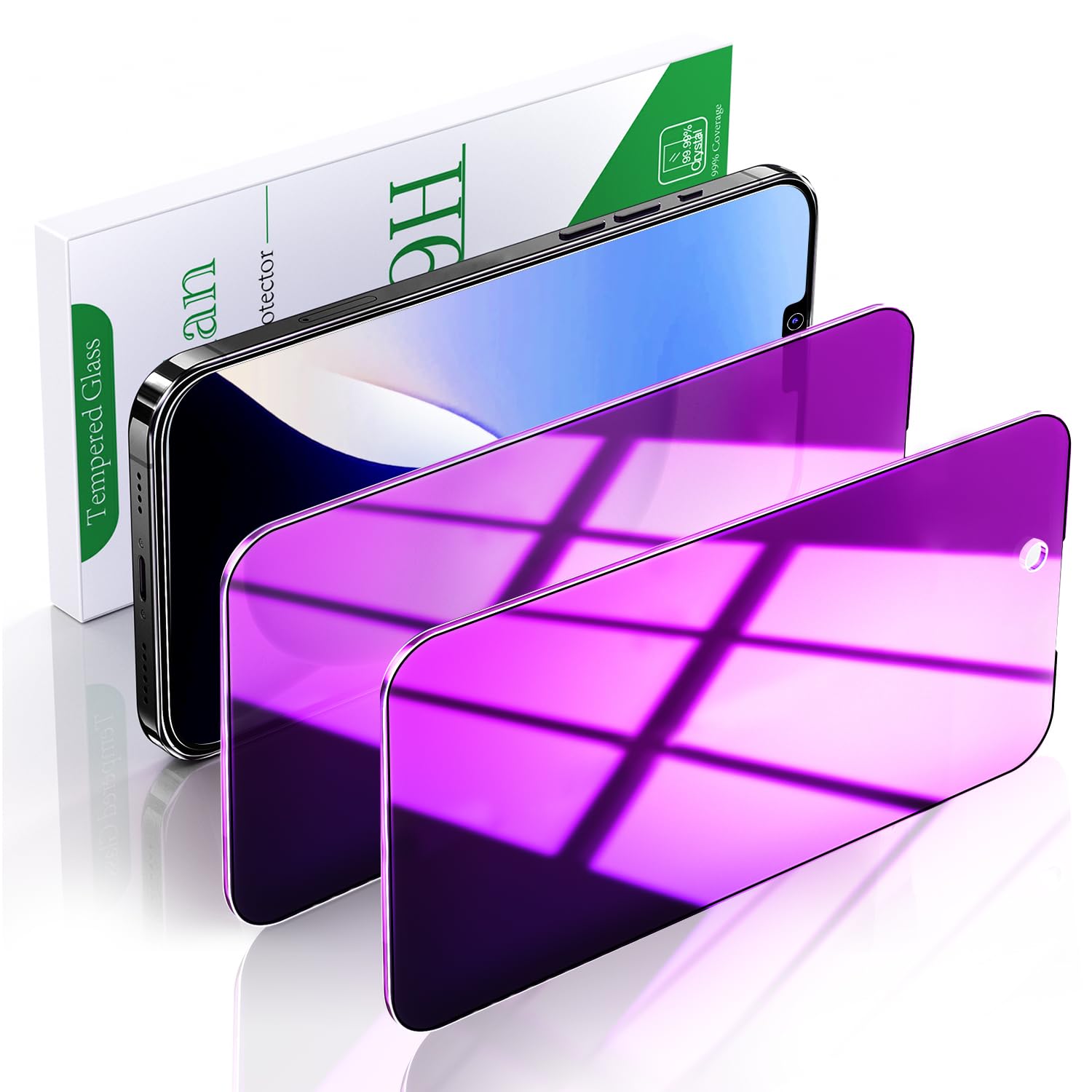 Pokolan 2 Piezas Púrpura Protector Pantalla Privacidad para iPhone 13 Pro Max