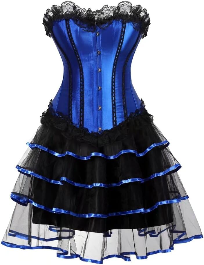 Corset Dress Women Bustier and Skirt Tutu lace Lingerie Basques Plus Size Vintage Gothic Halloween
