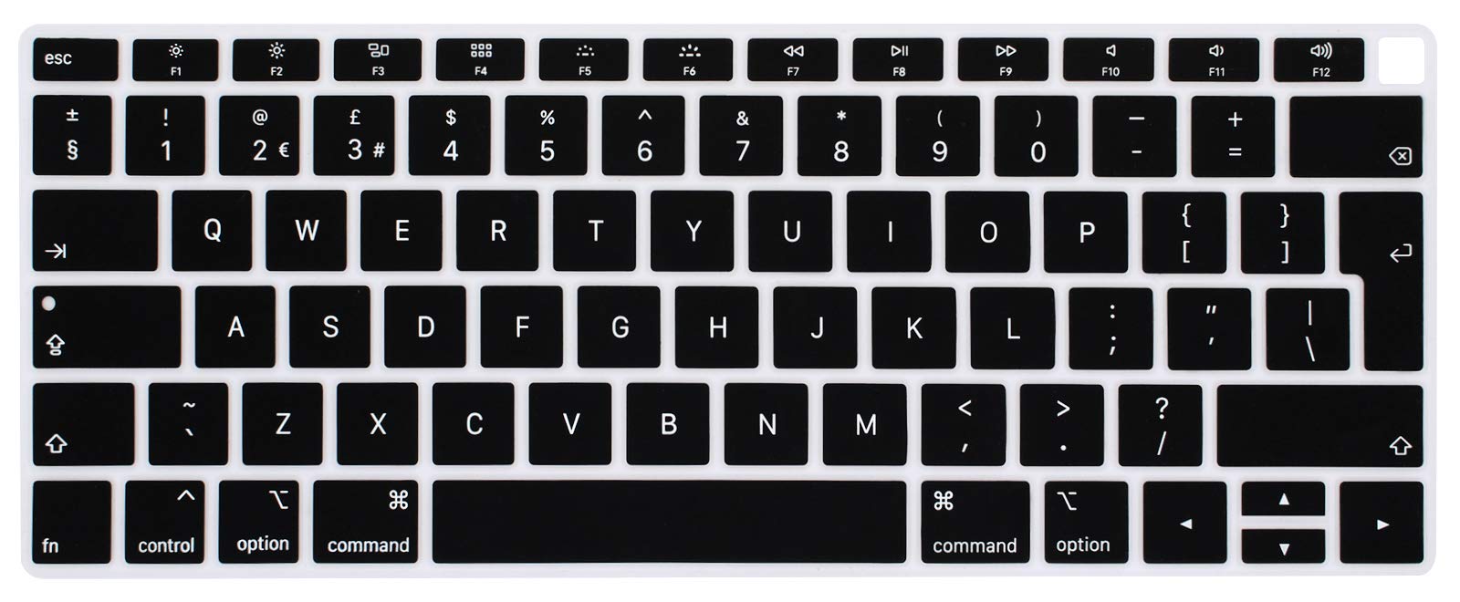 Se7enline Compatible with Macbook Keyboard Cover Skin for Mac Neo & Air 13/15 & Pro 14/16 inch (M5 M4 M3 M2 M1 A18 Pro) 2026/2025/2024/2023/2022/2021 Silicone Waterproof Dustproof EU Layout,Black — view 90