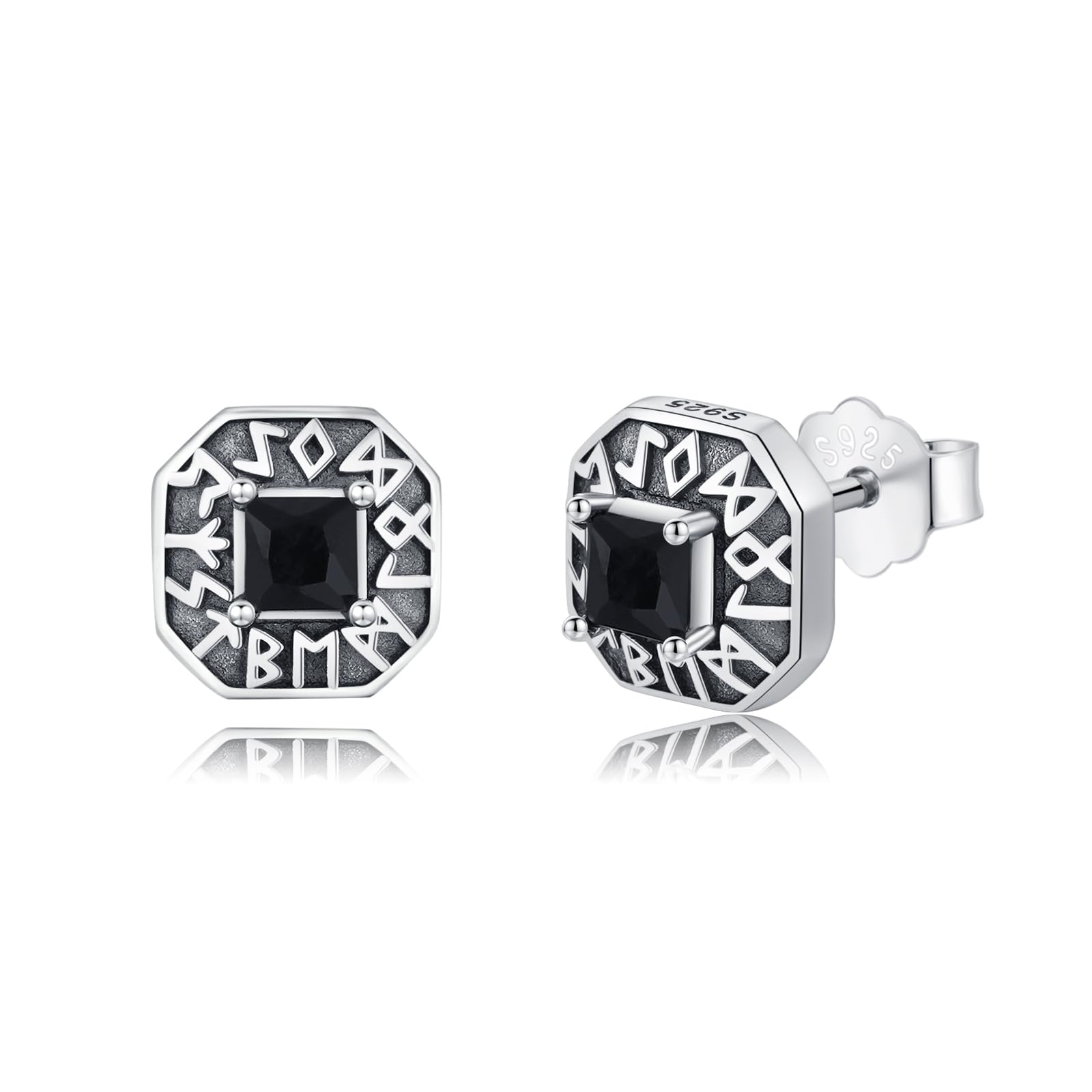 StoryEtain Pendientes negros para hombre y mujer, plata de ley 925, pendientes negros, joyas de ónix, regalo..