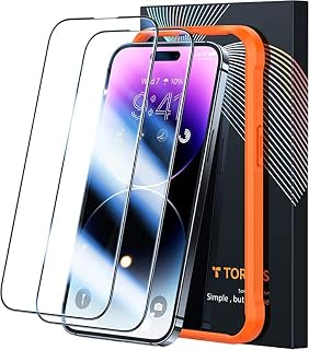 TORRAS For iPhone 14 Pro Screen Protector Glass [Military SGS Certified Drop Protective] [Top German 9H+ Glass] 1:1 Full Screen Coverage iPhone 14 Pro Screen Protector Tempered Glass - 6.1''