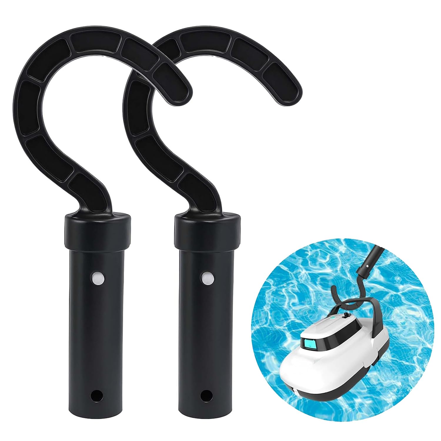 Bobozhong Black 2 Pack Universal Pool Cleaner Hooks,Pool Robot Hook,Hook For All Robotic Pool Cleaner Compatible With All Robotic Pool Vacuums & Sweepers For Telescopic Pole Attachment (Black)