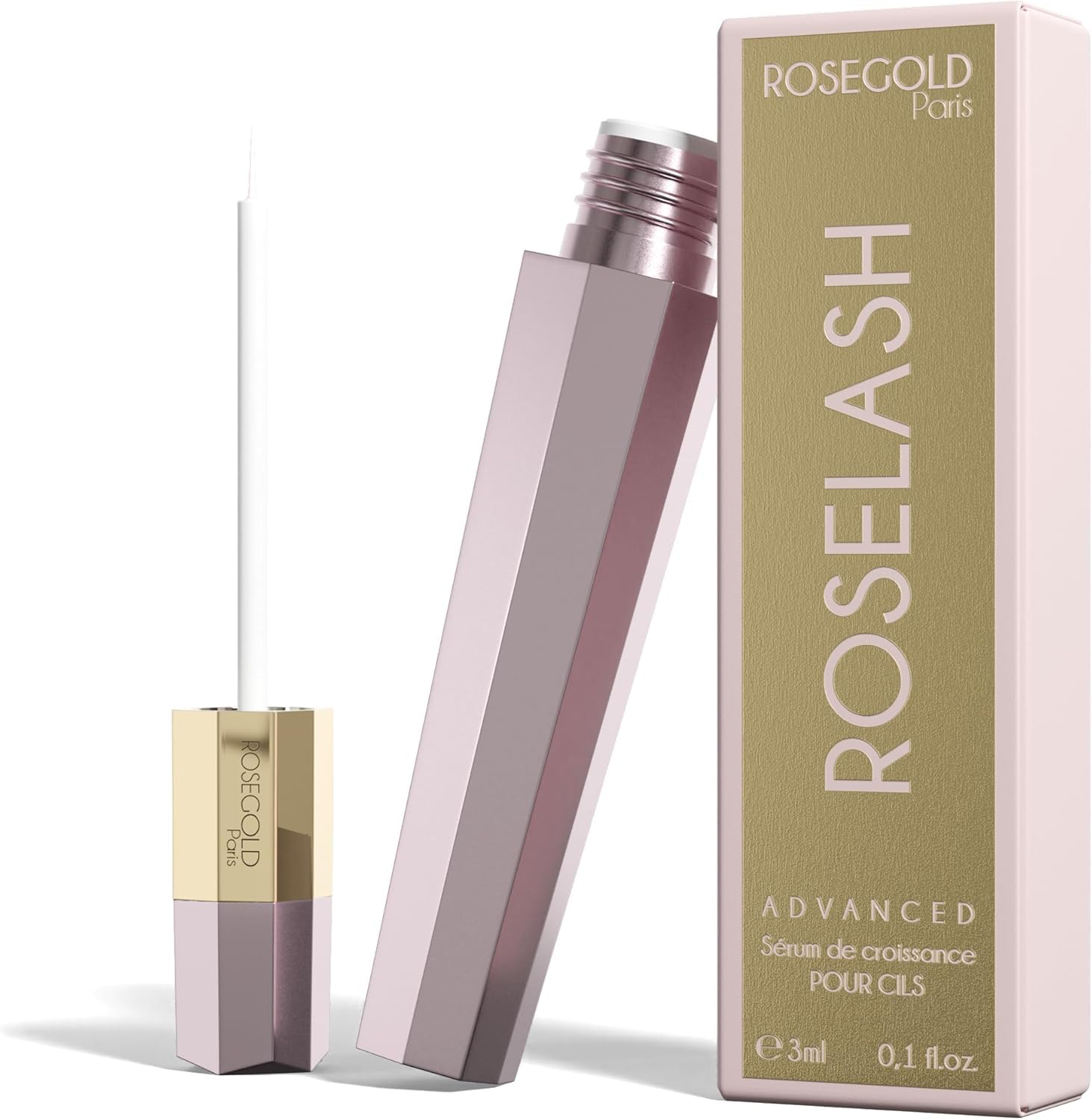 ROSEGOLD ROSELASH Advanced Sérum Pestañas Biotina, Más Largas y Densas | Complejo avanzado, 95% natural sin hormonas, vegano, apto para ojos sensibles y extensiones, Francia, 3 ml