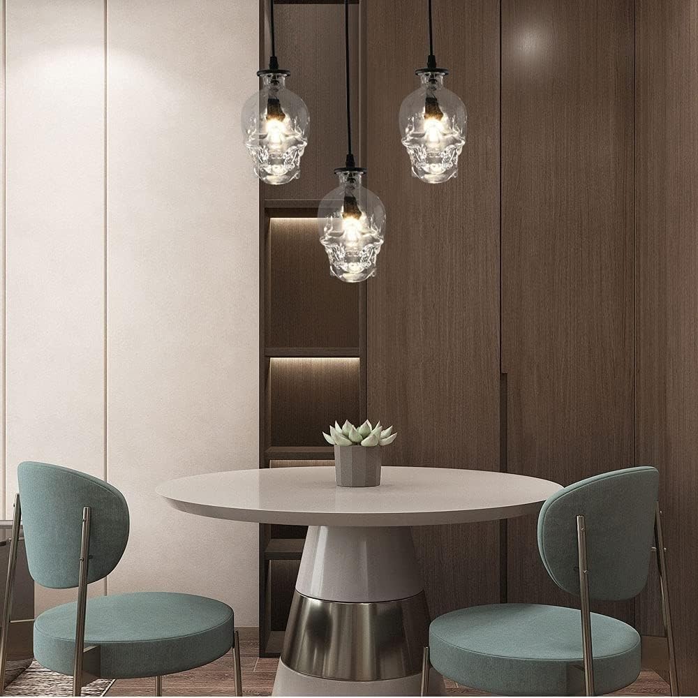 Chandeliers, Hand Blown Glass Lights Modern Skull Kitchen Island Ceilihangilight Over Table Sink Farmhouse Foyer Entryway Light Fixtures