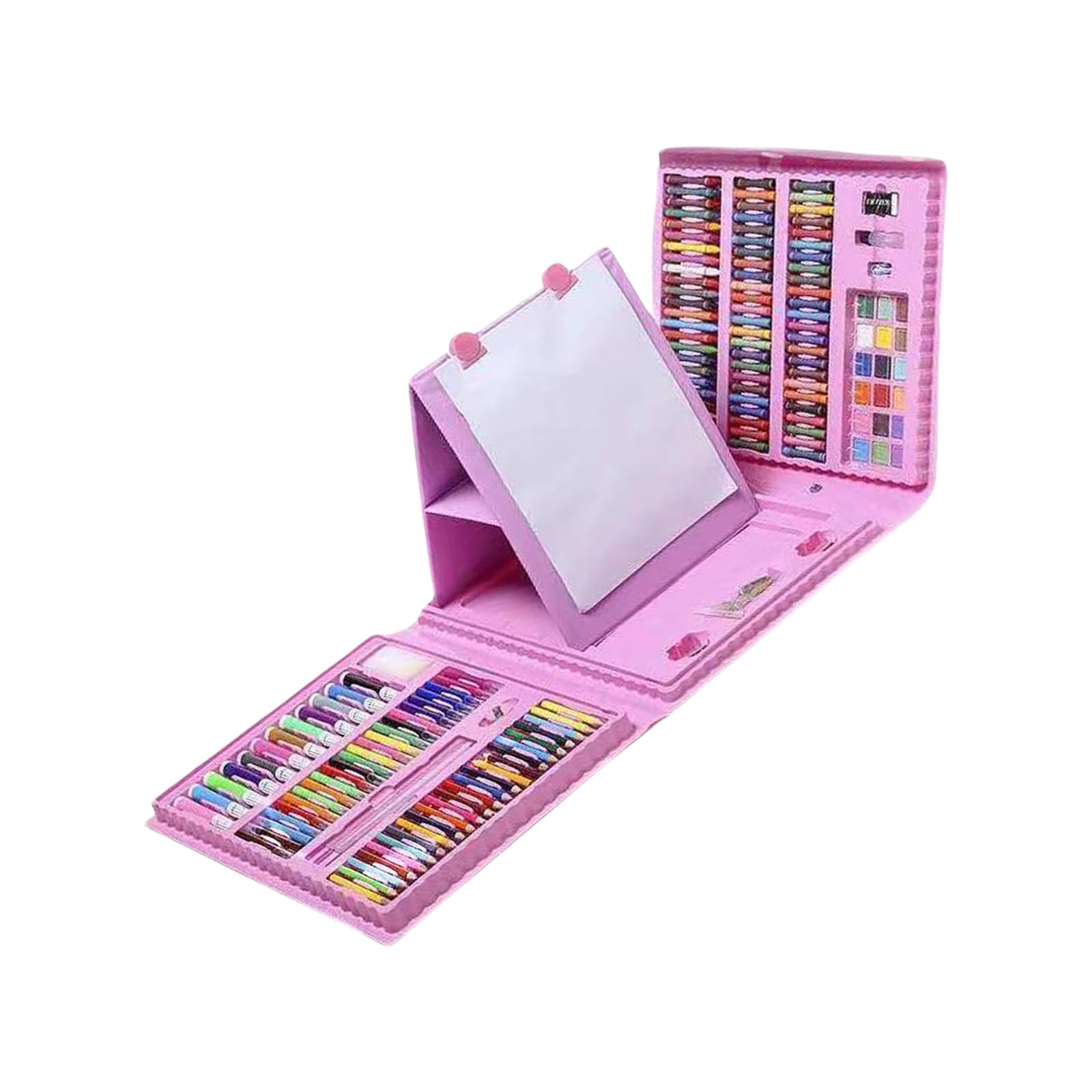 208-teiliges Kunstzubehör für Kinder mit Aquarellstift, Buntstift, Ölpastell, Wachsmalstift, doppelseitiger, Faltbarer Staffelei, Zeichenpapier